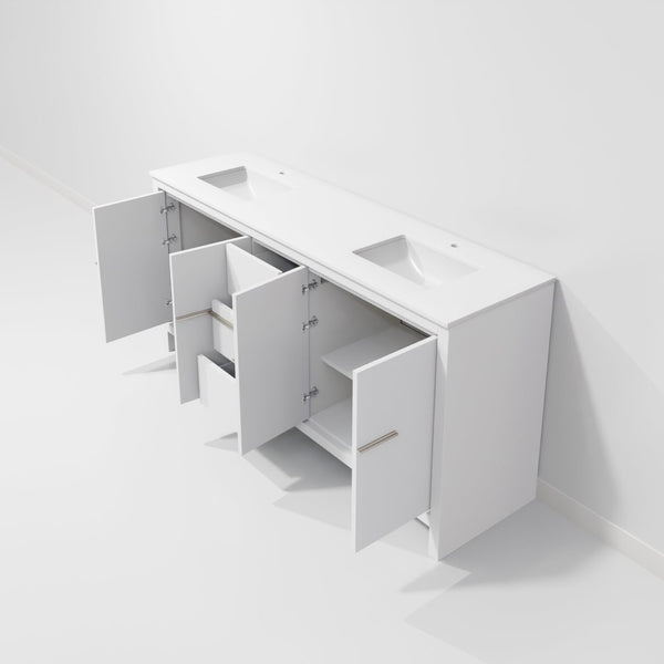 English Elm White Double Bath Vanity With Cultured Marble Top – Elegant Storage Solution For Modern Bathrooms B2731P259528-GIGA