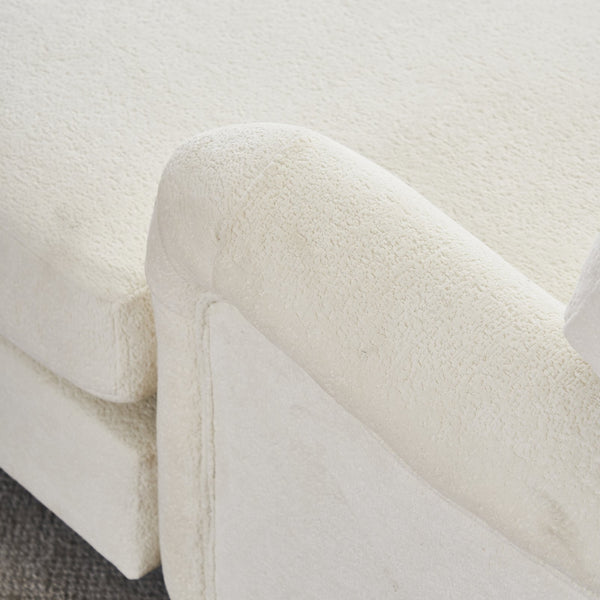 English Elm Modern Mid-Century Oversized Chaise Lounger Sofa Bed with Solid Wood Legs, Deep Seat Comfort Sleeper White W2363S00071