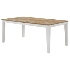 English Elm Prager Farmhouse Rectangular Dining Table with True-Edge Brown Top and White Tapered Legs, Versatile Design B062P353239
