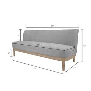 JLA Home Chapel Hill - Kitchen Compact Sofa — Light Grey Upholstery, Oak Legs, High-Density Foam, Space-Saving Comfort for Kitchens CH106-0059