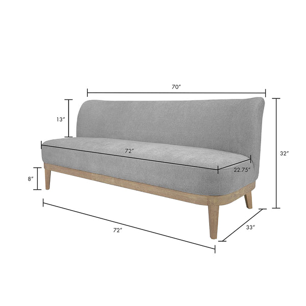 JLA Home Chapel Hill - Kitchen Compact Sofa — Light Grey Upholstery, Oak Legs, High-Density Foam, Space-Saving Comfort for Kitchens CH106-0059