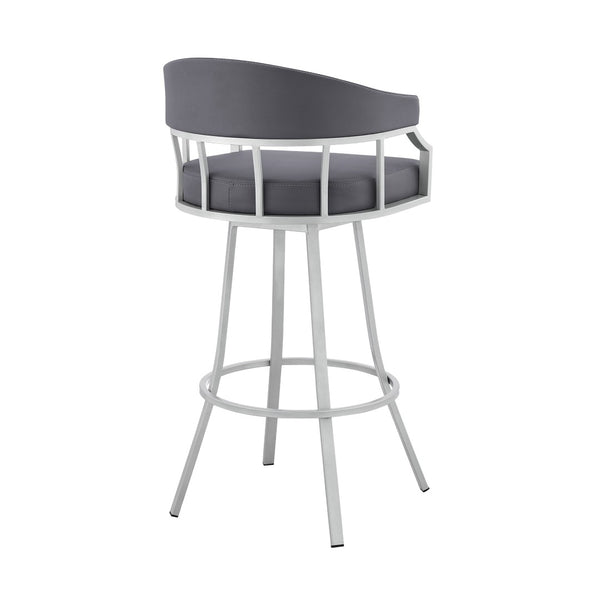 English Elm Velisse 30" Swivel Bar Stool In Slate Gray Faux Leather With Sturdy Silver Metal Base For Comfort B2736P268610-GIGA