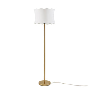 English Elm 1- Piece Fluted Polyester Shade Floor Lamp with Polished Iron Base for Living Rooms B035P482969