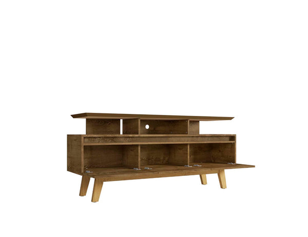 English Elm Yonkers 63" Rustic Brown Tv Stand With Concealed Storage & Stylish Floating Shelf For Modern Living Room B365P398381-GIGA