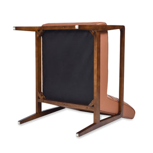 English Elm Jennifer Taylor Home - Kenneth 28" Modern Transitional Lounge Accent Chair in Brown Top-Grain Leather with Wood Arms, Tufted Comfort B2719P238273