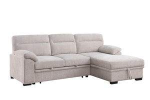 English Elm Kipling Chenille Sleeper Sectional with Storage Chaise and Usb Console Charging B061S00952