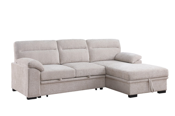English Elm Kipling Chenille Sleeper Sectional with Storage Chaise and Usb Console Charging B061S00952