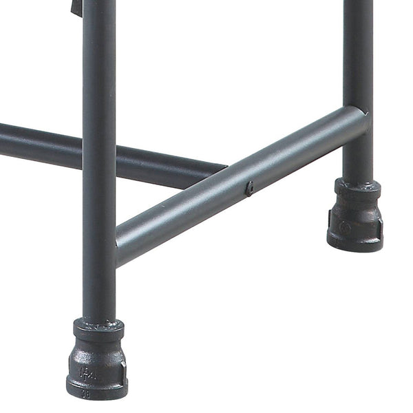 English Elm Grey Memory Foam Ottoman with Velvet Upholstery and Industrial Water Pipe Frame, Sandy Grey Accent Pillow Included B062P185730