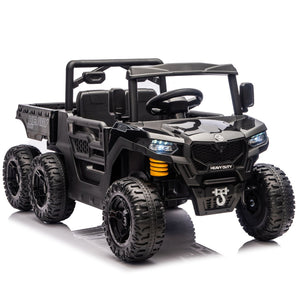 English Elm 24v 400w Six Wheel Kids Electric Dump Truck 4wd Remote Control Ride on Toy Black W1578P353176