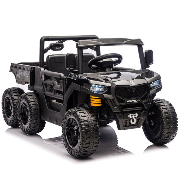English Elm 24v 400w Six Wheel Kids Electric Dump Truck 4wd Remote Control Ride on Toy Black W1578P353176