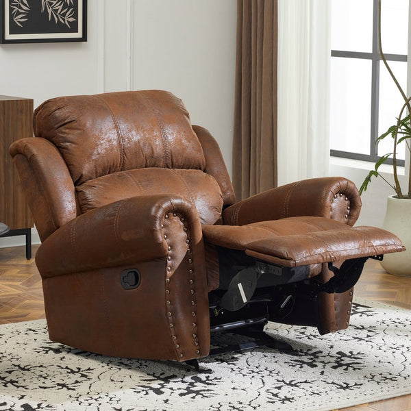 English Elm Christopher Knight Home® - 40.75" Wide Suede Manual Glider Recliner Chair with Rolled Arms, Microfiber Comfort & Infinite Positions Brown N763P264499D