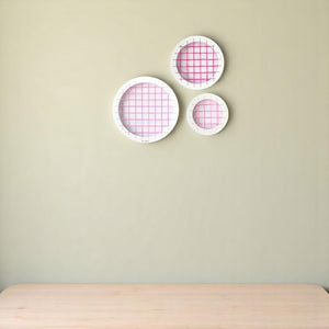 English Elm Talok Memory Board Wall Decor Set of 3 Round Grid Frames — Modern Wooden Photo Display for Home Gifts Pink B029P331441