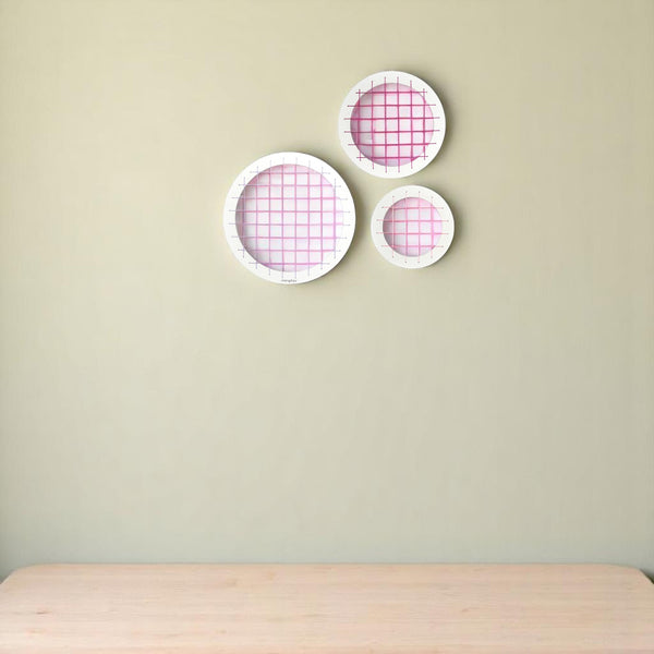 English Elm Talok Memory Board Wall Decor Set of 3 Round Grid Frames — Modern Wooden Photo Display for Home Gifts Pink B029P331441