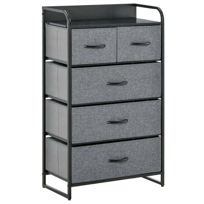 English Elm Freestanding Steel Frame Tower with Linen Fabric Drawers for Organized Home Storage T3971P469634