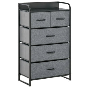 English Elm Freestanding Steel Frame Tower with Linen Fabric Drawers for Organized Home Storage T3971P469634