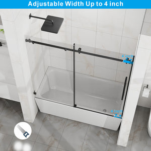 English Elm Goodyo 60" W X 58" H Frameless Bathtub Sliding Door - Durable Tempered Glass & Matte Black Hardware D163118742