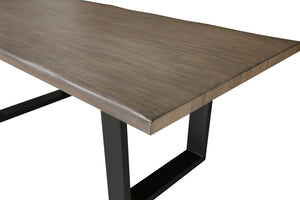 English Elm Modern Oak Veneer Dining Table with Six Cream Upholstered Chairs Black Metal Base B011S01606