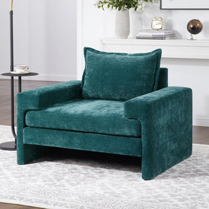 English Elm Christopher Knight Home® - Chenille Oversized Armchair with Thick Cushion and Wide Armrests, Ergonomic Back for Cozy Living Spaces Green N763P314419F