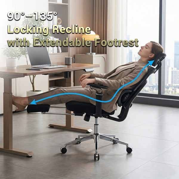 English Elm Ergonomic Mesh Home Office Chair with Massage Lumbar 6d Arms and 4d Headrest W2069P454356