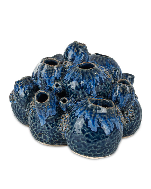 Currey & Company Sulawasi Blue Shells - Unique Dark Clay Barnacle Sculpture With Ocean-inspired Deep Blue Glaze Blue Ceramic 1200-1046-currey-company