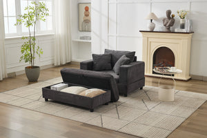 English Elm Chaise Lounge Chair With Storage Ottoman - Stylish Sleeper Sofa, Soft Corduroy, Versatile Comfort W1170P353053