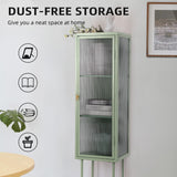 English Elm Retro Style Freestanding Metal Tall Display Cupboard With Glass Door and Three Detachable Shelves For Office, Living Room, Kitchen Console Sideboard,Bedside Entryway Mint Green (Old Sku:W68751718)