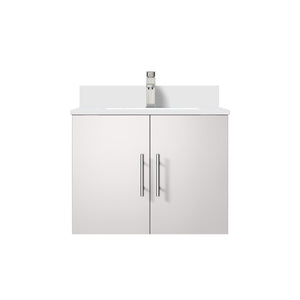 English Elm Glossy White Bath Vanity 24" W X 22" D With Cultured Marble Top & Chrome Faucet Set For Modern Decor B2731P258571