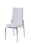 Modern White PU Padded Side Chairs, Set of 2, Chrome Metal Legs, Durable MDF, 19x23x39