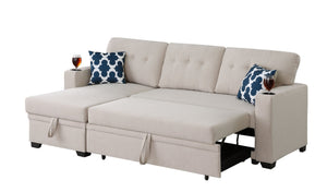 English Elm Convertible Upholstered Sectional Sofa with Pull-out Chaise Sleeper and Storage B2730S00002