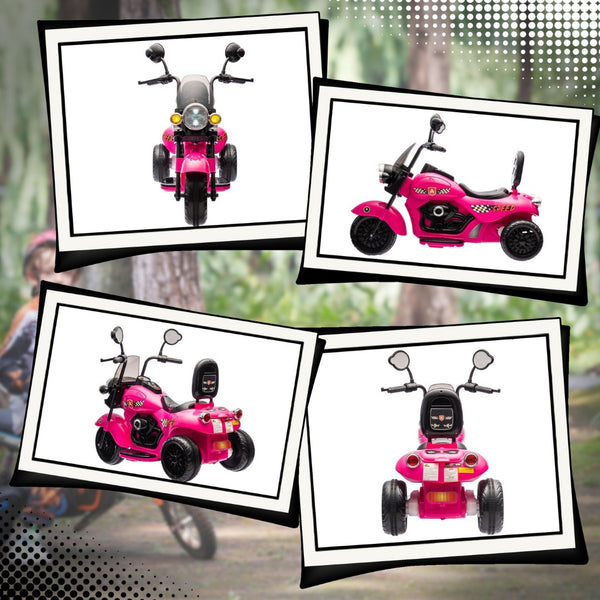English Elm Qaba Kids 6v Electric Chopper Ride on Three Wheel Motorbike with Lights and Music Pink W2225P249814