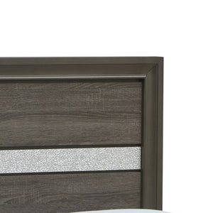 English Elm Madrid King Storage Bed Gray Laminate Wood Grain with Crystal Acrylic Trim Panels B078S00624