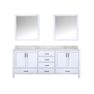 English Elm White Double Bath Vanity With Carrara Marble Top, Ample Storage & 2 Matching Mirrors For Elegance B2731S00838-GIGA
