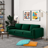 English Elm Ashcroft Furniture - Amber Mid Century Modern Dark Green Luxury Modern Velvet Sofa