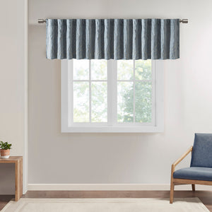 JLA Home Madison Park - Faux Embroidered Tree Branch Window Valance in Lustrous Silk-Look Fabric with Lined Privacy Drapery Blue MP41-4571