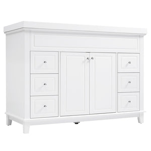 English Elm [video] 48 Inch Freestanding Bathroom Vanity Pine Legs Resin Sink Six Soft Close Drawers N759S351752K