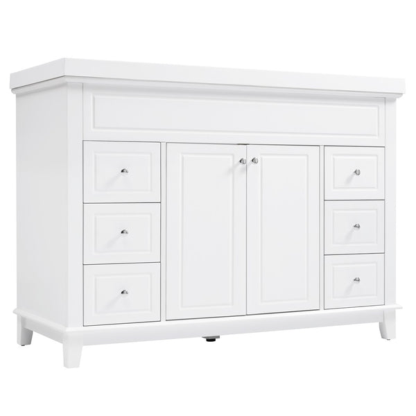 English Elm [video] 48 Inch Freestanding Bathroom Vanity Pine Legs Resin Sink Six Soft Close Drawers N759S351752K