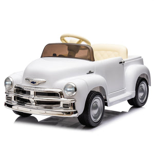 English Elm 12v Chevrolet 3100 Licensed Vintage Pickup Ride on Truck with Led Lights and Parent Remote White W1578P214179