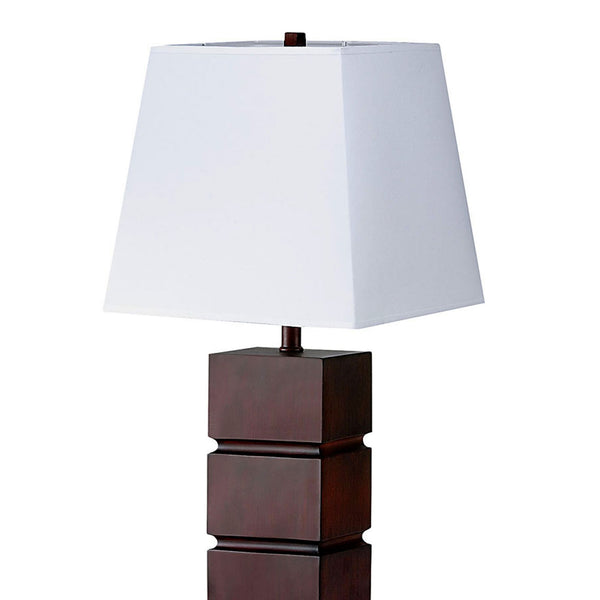 English Elm 27.5" Polyresin Table Lamp in Dark Cherry with White Fabric Shade — Elegant Accent, 60W Bulb Ready B072116066