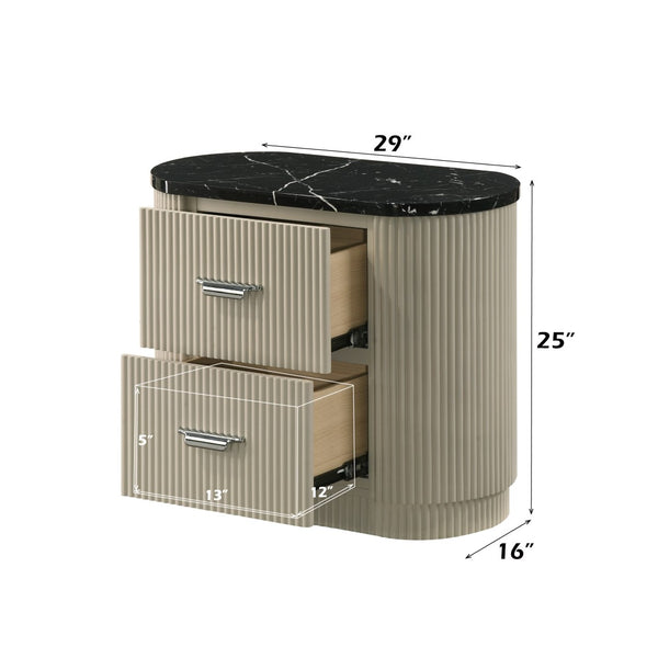 English Elm Travonte Two Drawer Nightstand Linen Finish Dovetail Joinery Bedroom Storage B2756P504966