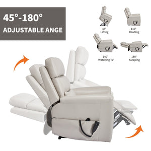 English Elm Dual Motor Power Lift Recliner with Massage Heat and 350 Lb Leatherair Support W3224S00023