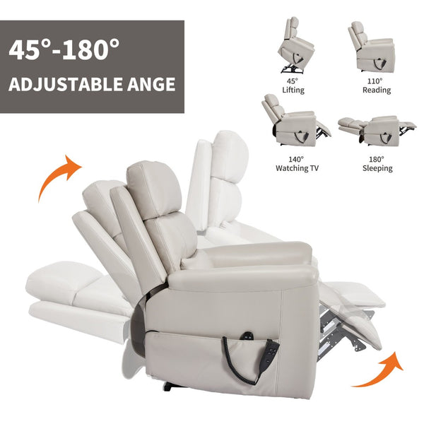 English Elm Dual Motor Power Lift Recliner with Massage Heat and 350 Lb Leatherair Support W3224S00023