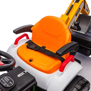 English Elm 24v Kids Electric Ride on Construction Tractor Swivel Seat Remote Control Toy W1578P294833