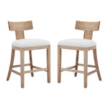 Christopher Knight Home® - Noble House - - 27" Counter Stools Set Of 2, Upholstered Counter Height Bar Stools With Solid Rubber Wood Frame, Backrest, Footrest, Armless Barstools For Home Bar, Kitchen Counter, Beige & Natural