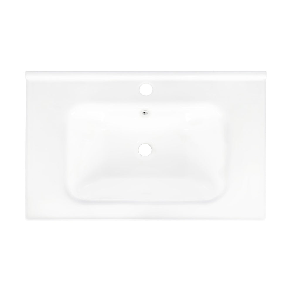 English Elm 27.8" White Ceramic Bathroom Sink with Integrated Basin and Built-in Overflow Drain W1801P404316