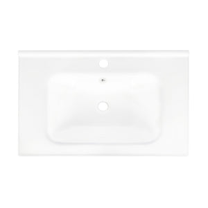 English Elm 27.8" White Ceramic Bathroom Sink with Integrated Basin and Built-in Overflow Drain W1801P404316
