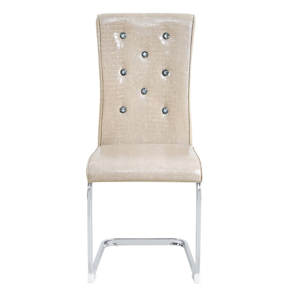 English Elm Luxury Pu Upholstered Dining Chair Set of 4 with Channel Stitching and Metal Legs W1512P491870