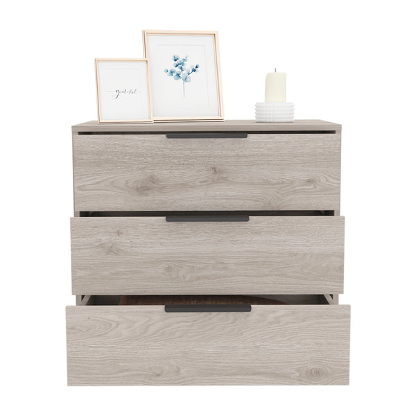 English Elm Kaia 3-Drawer Dresser with Spacious Storage and Durable Particle Board Top for Stylish Organization Gray 32.3 L x 22.4 W x 7.9 H B20091878