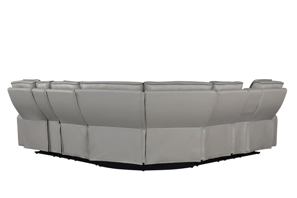 English Elm Fortuner Modern power recliner sectional with massage, Bluetooth speakers, LED lighting, USB charging, storage Gray B009S01797