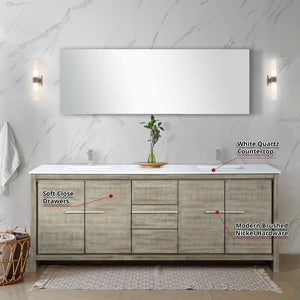 English Elm Rustic Acacia Double Bath Vanity With White Quartz Top, Brushed Nickel Faucet & Matching Mirror B2731S01691-GIGA