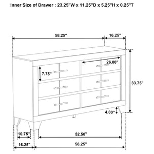 English Elm Pierce Queen Bedroom Set with Led Headboard Diamond Embossed High Gloss Finish B062S01770